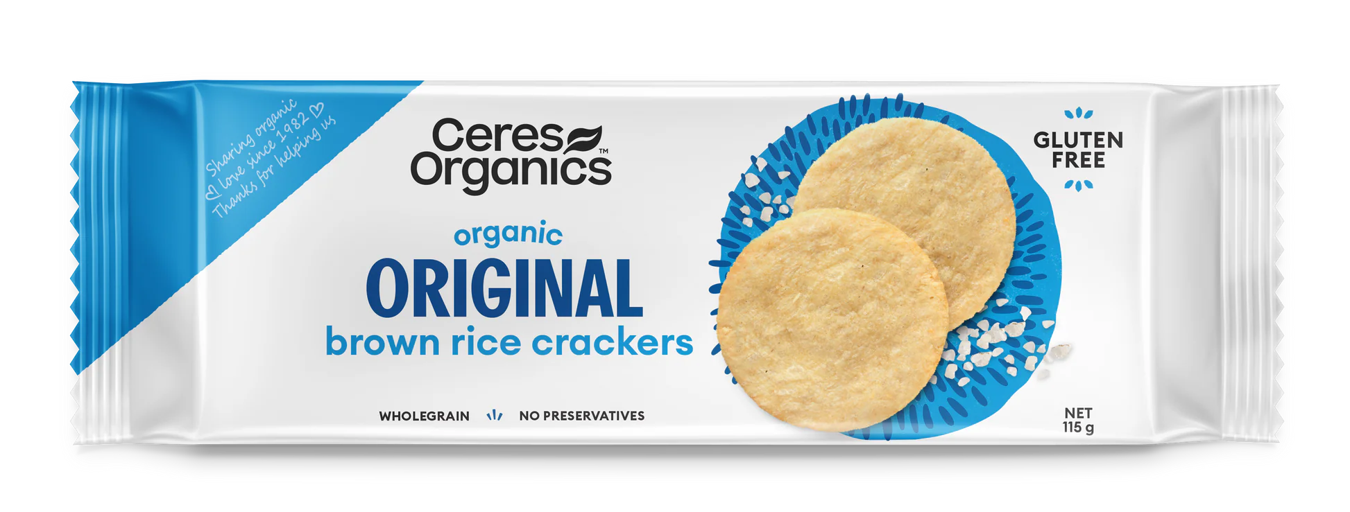 Ceres Organics Organic Brown Rice Crackers, Original 115g