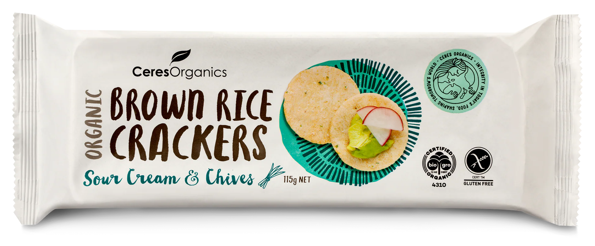 Ceres Organics Organic Brown Rice Crackers, Sour Cream & Chives 115g