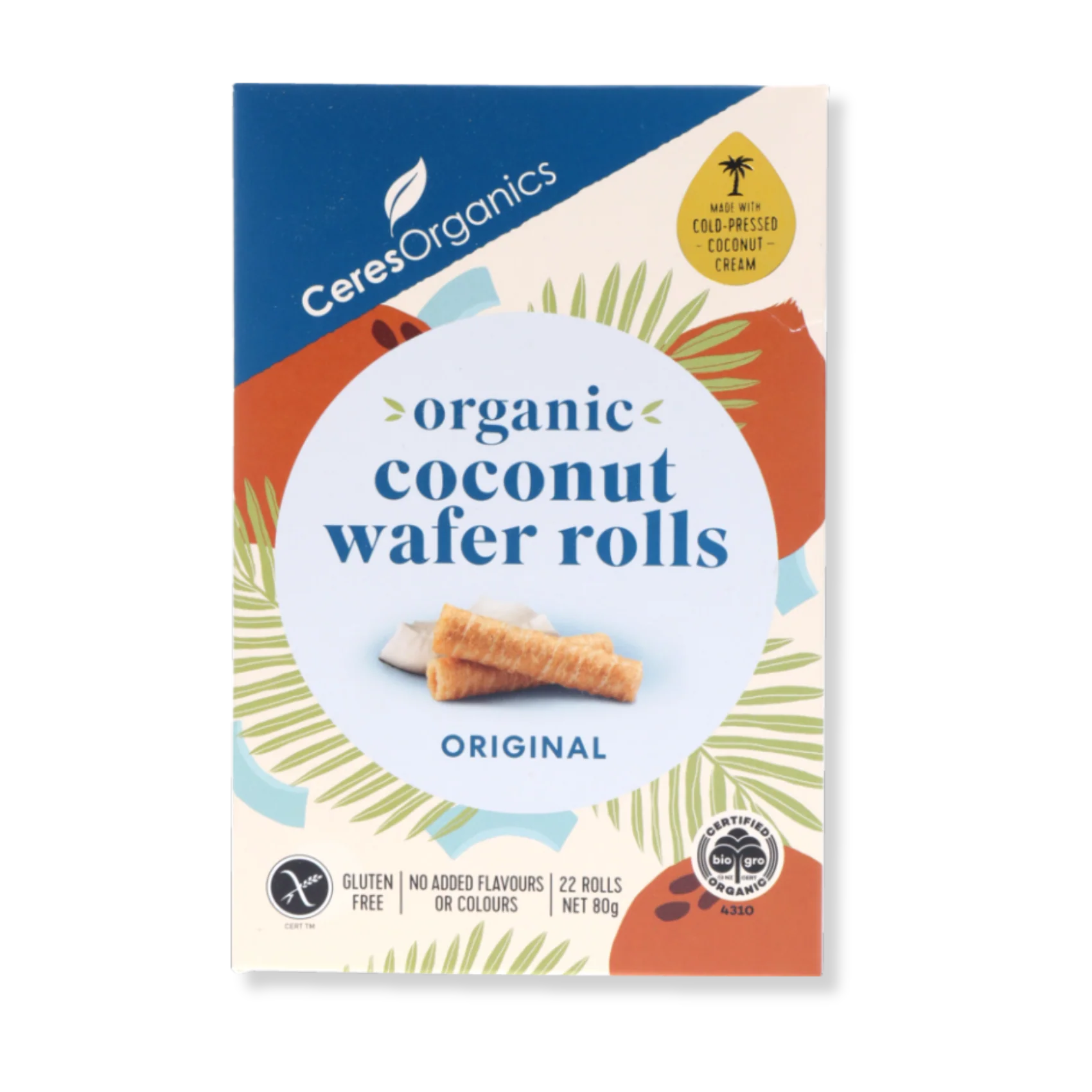 Ceres Organics Organic Coconut Wafer Rolls, Original 80g