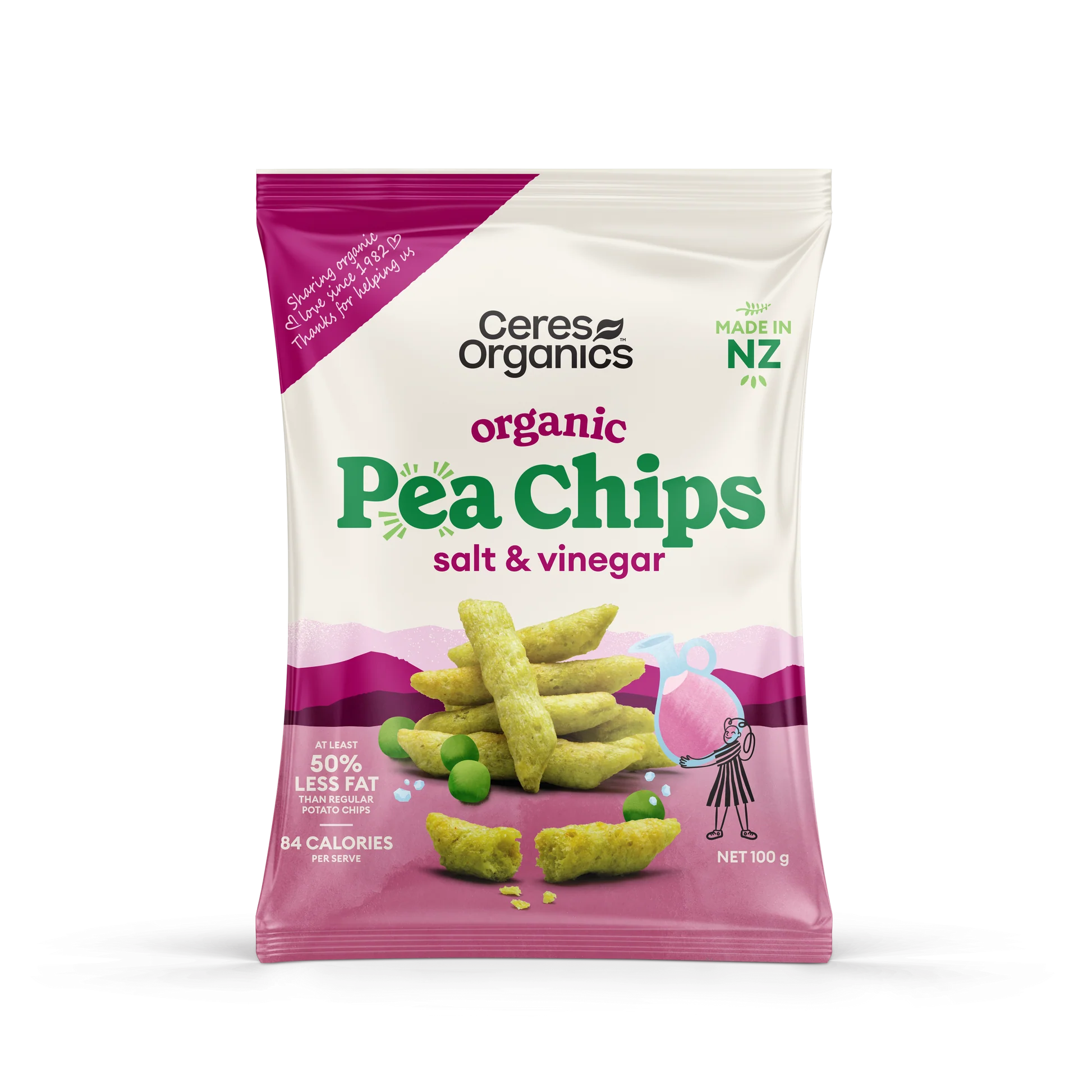 Ceres Organics Organic Pea Chips, Salt & Vinegar 100g
