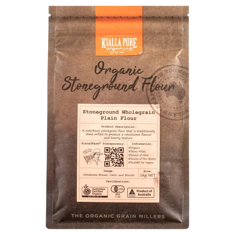 Kialla Pure Organic Stoneground Wholegrain Plain Flour 1kg