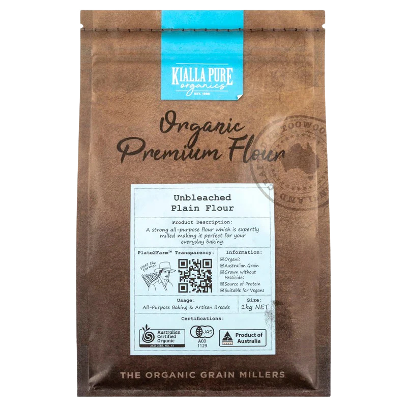 Kialla Pure Organic Unbleached Plain Flour 1kg